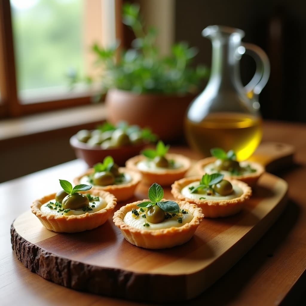 Tartaleta de Aceitunas Verdes y Anchoas con Base de Almendra: Aperitivo Español Sin Harina