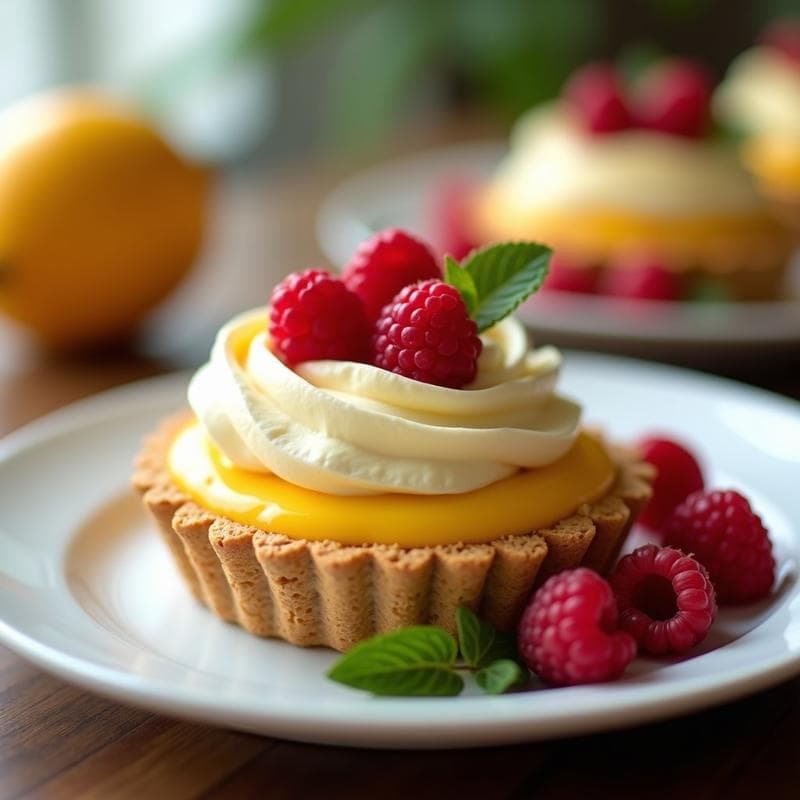 Tartaleta de Aquafaba y Cítricos: Postre Sin Horno con Merengue Vegano y Frambuesas