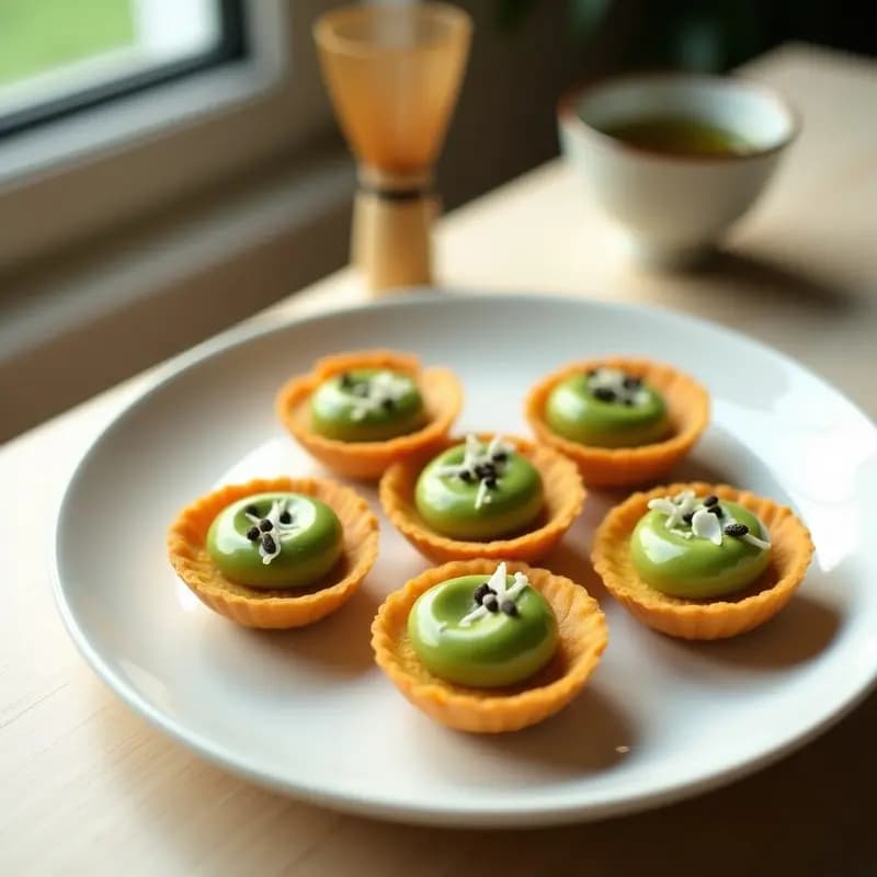 Tartaleta de Batata Amarilla y Crema de Matcha: Postre Japonés Sin Azúcar en 15 Minutos