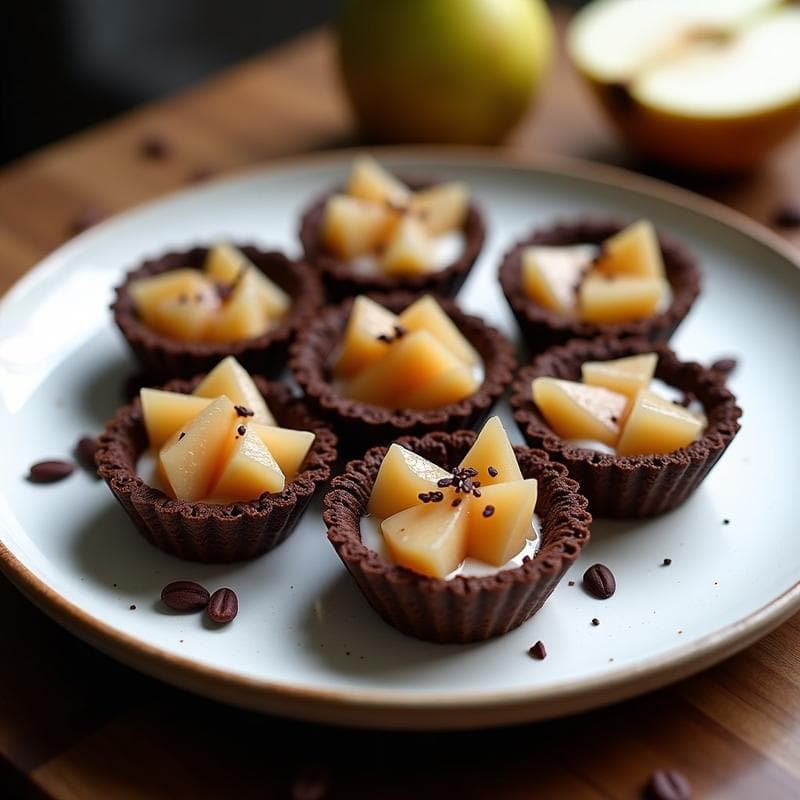 Tartaleta de Cacao y Pera Crujiente: Receta Sin Horno y Sin Azúcar en 25 Minutos