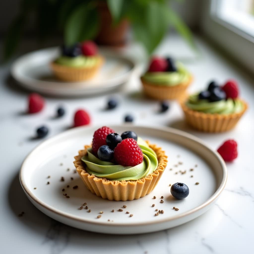 Tartaleta de Matcha y White Chocolate con Frutos Rojos: Postre Japonés Keto