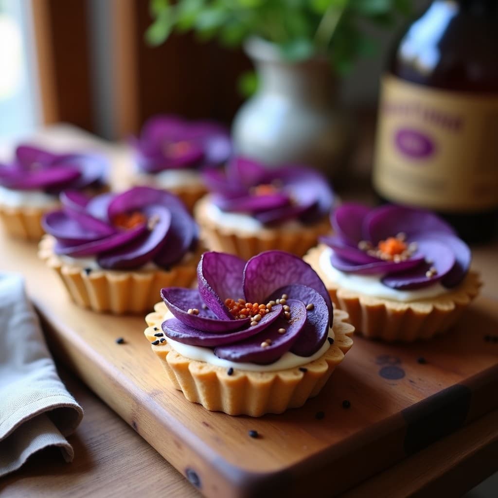 Tartaleta de Patata Morada y Crema de Anacardos: Aperitivo Vegano y Sin Gluten