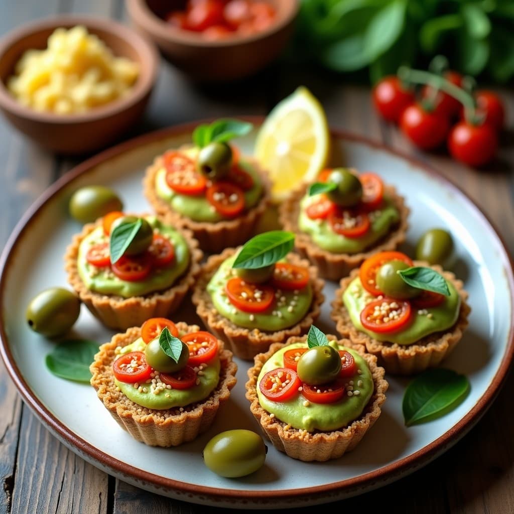 Tartaleta de Quinoa Inflada con Paté de Aceitunas Verdes y Tomate Seco: Aperitivo Crudivegano Sin Horno