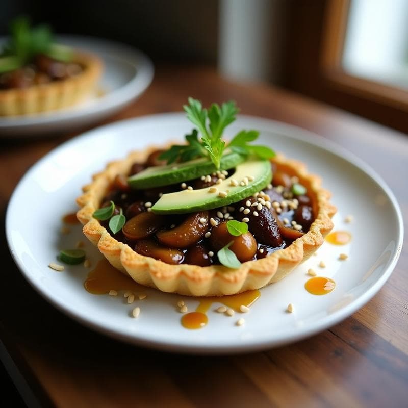 Tartaleta de Quinoa y Hongos Shiitake con Salsa de Soja y Miel: Receta Vegana y Umami