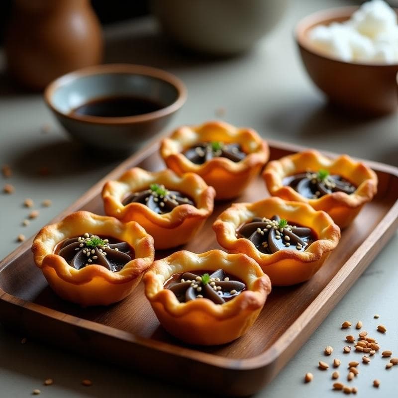 Tartaletas de Hongos Shimeji y Tofu Ahumado: Receta Umami en Airfryer con Toque Japones