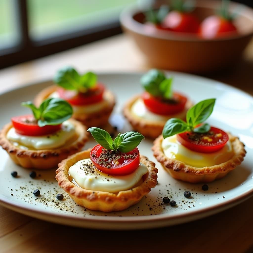 Tartaletas de Zaatar con Queso Burrata y Tomate Confitado: Receta Gourmet en 20 Minutos