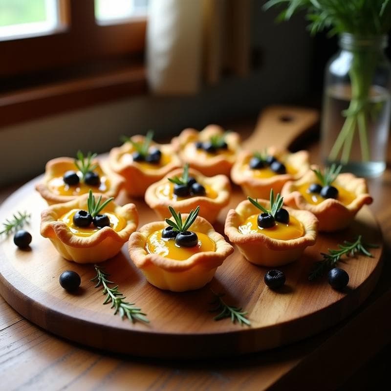 Tartaletas de Aceitunas Negras y Queso de Cabra con Hojaldre Integral: Aperitivo Francés en 20 Minutos