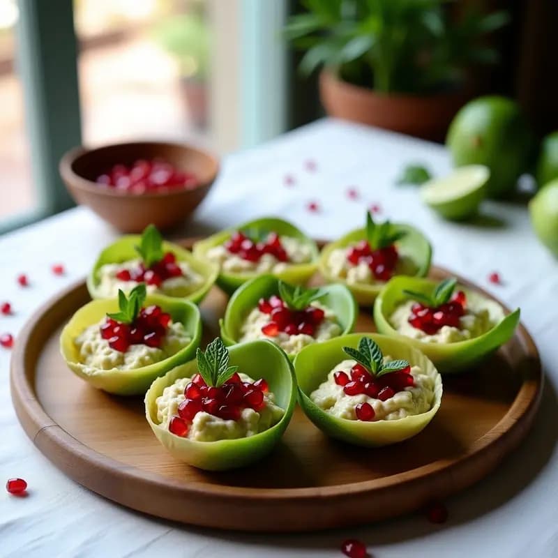 Tartaretas de Alcachofa y Queso de Anacardos con Vinagreta de Granada: Aperitivo Keto