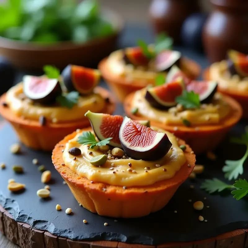 Tartaletas de Base de Batata con Relleno de Hummus y Higos Caramelizados: Entrante Libanés