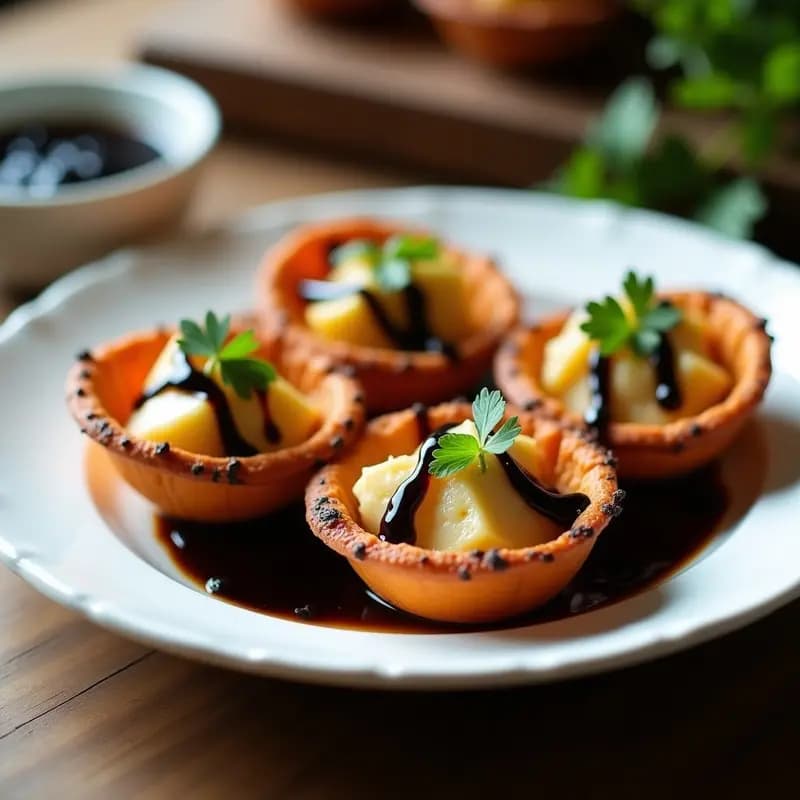Tartaletas de Boniato y Merluza con Salsa de Ajo Negro: Receta Gourmet Sin Harina en 20 Minutos
