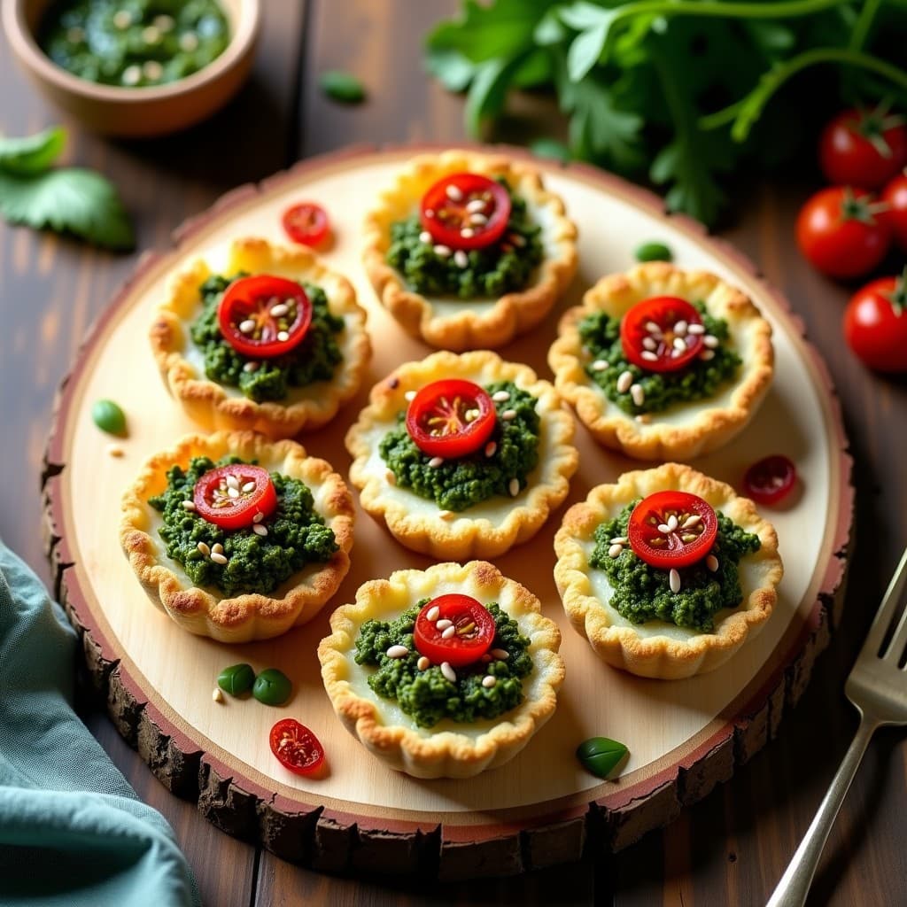 Tartaletas de Base de Cauliflower con Pesto de Rúcula y Tomates Secos: Entrante Keto Sin Horno