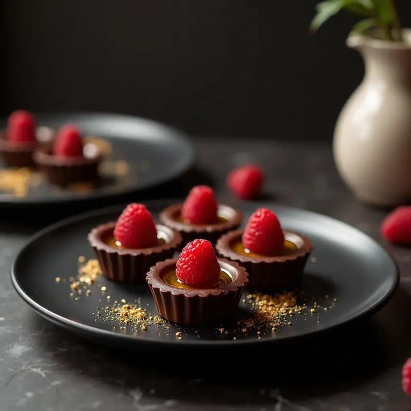 Tartaletas de Chocolate y Aceite de Oliva con Hojitas de Oro Comestible: Postre de Lujo en 15 Min