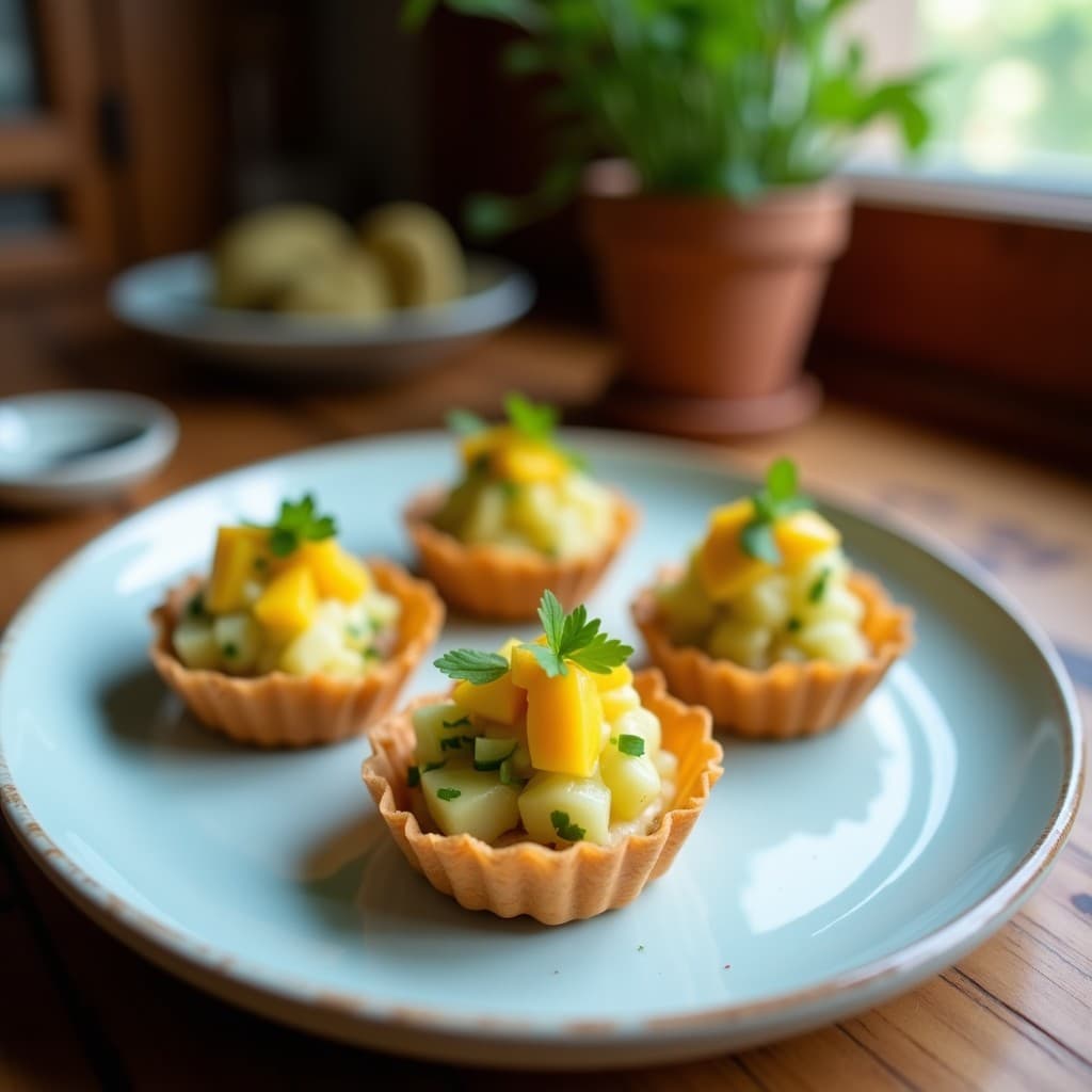 Tartaletas de Base de Coco con Ceviche de Mango y Pepino: Aperitivo Crudivegano Sin Gluten