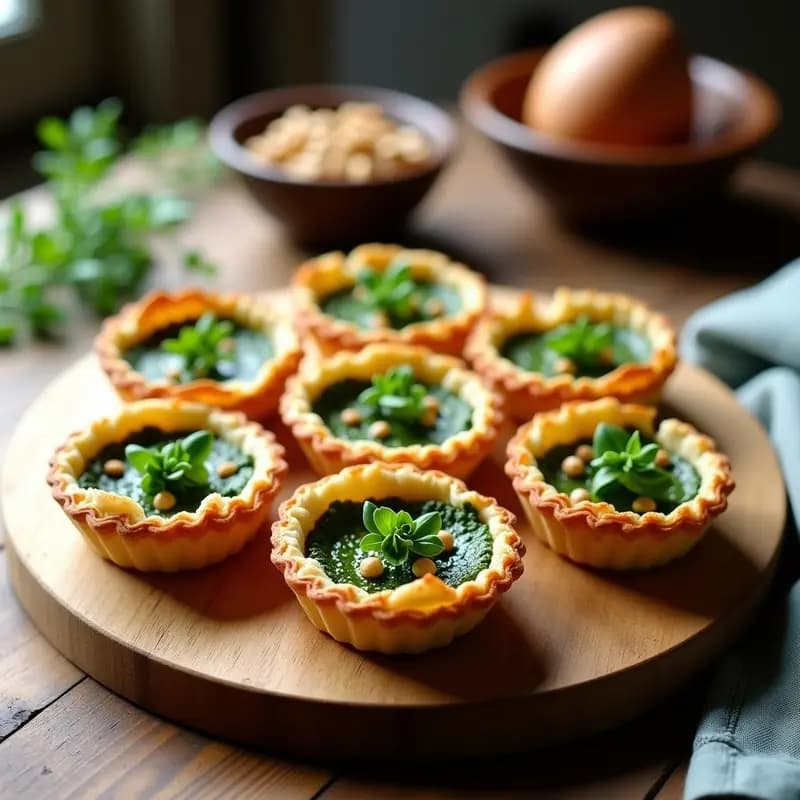Tartaletas de Hojaldre de Coliflor con Pesto de Rúcula y Piñones: Entrante Francés Low Carb
