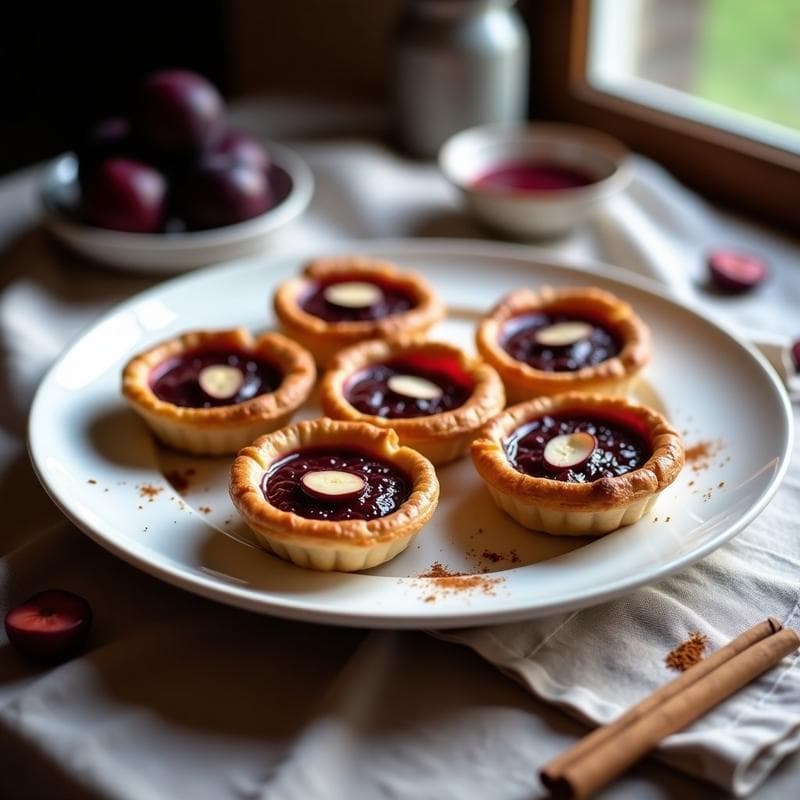 Tartaletas de Hojaldre Integral con Compota de Ciruela y Canela: Postre Francés Sin Azúcar Añadido