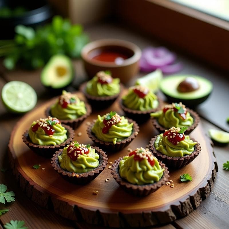 Tartaletas de Maíz Azul con Guacamole y Salsa de Chile Chipotle: Aperitivo Mexicano en Airfryer