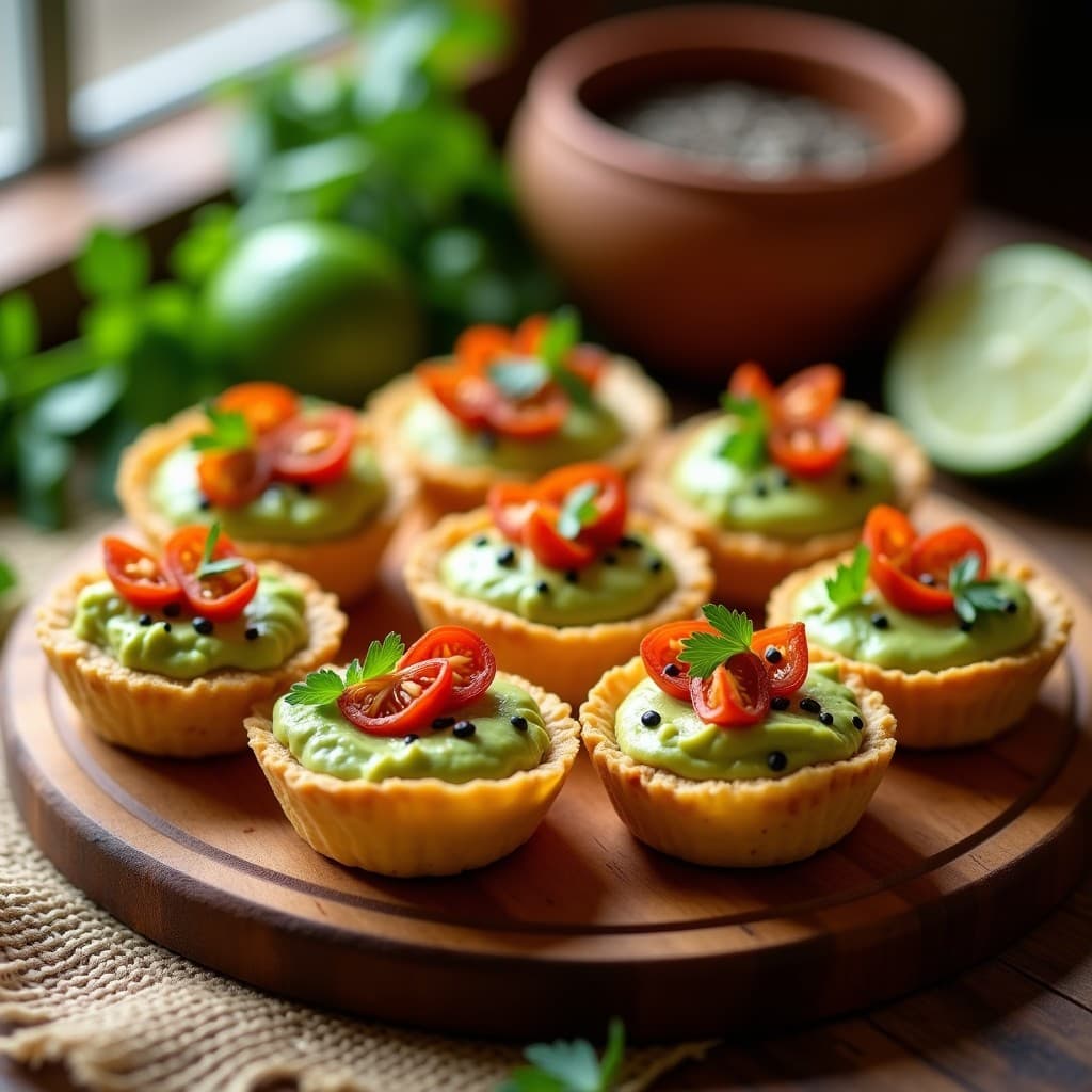 Tartaletas de Maíz Azul con Guacamole y Tomates Secos: Entrante Mexicano Sin Gluten
