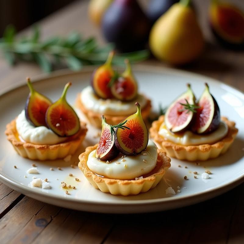 Tartaletas de Pasta Brisa con Higos Caramelizados y Queso de Burrata: Receta Italiana Dulce-Salada