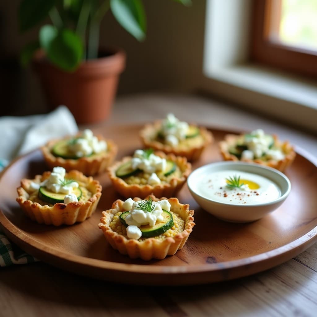 Tartaletas de Quinoa y Calabacín con Dip de Yogur Griego: Receta Sin Gluten en 20 Minutos