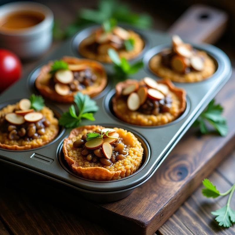 Tartaletas de Quinoa y Hongos Shiitake: Receta Sin Gluten con Crujiente de Almendras