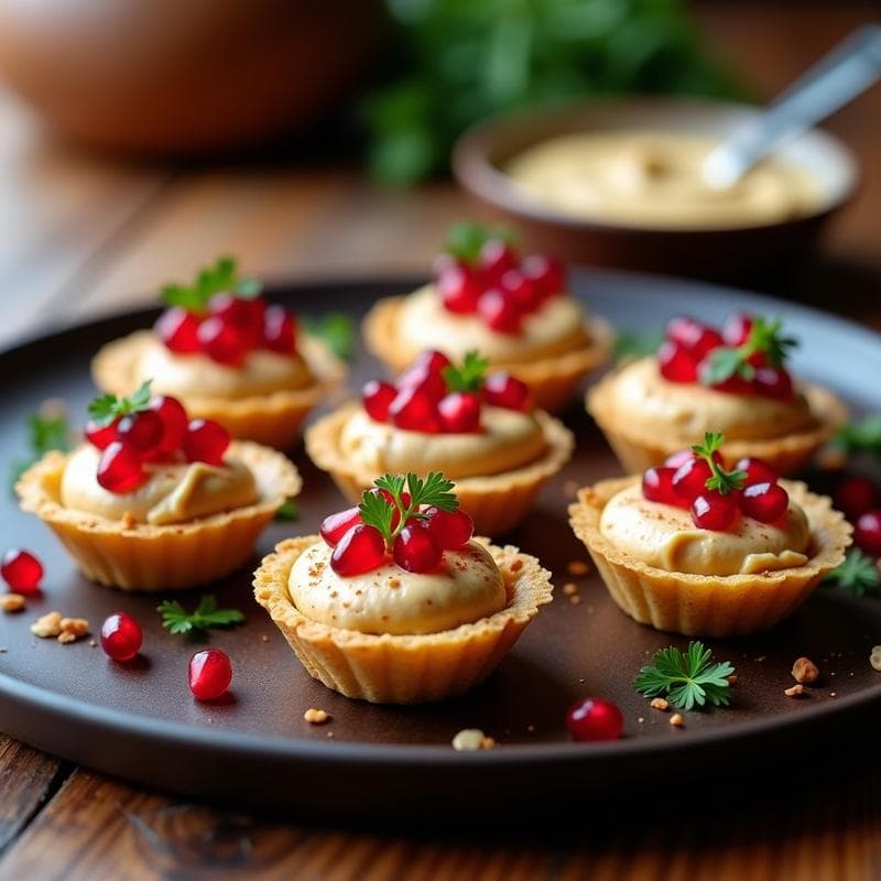 Tartaletas de Quinoa y Hummus con Topping de Granados: Aperitivo Sin Gluten en 15 Minutos