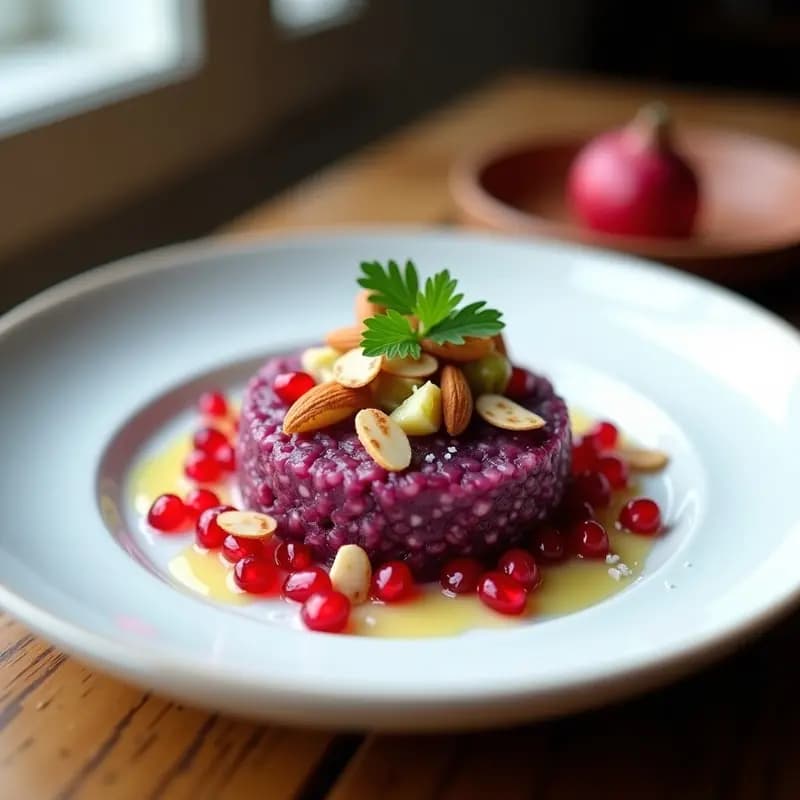 Tartar de Coliflor Morada y Alcachofa con Vinagreta de Granada: Receta Gourmet Sin Cocinar