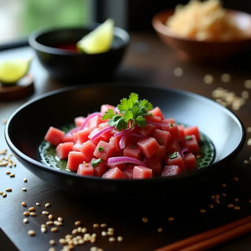 Tartar de Atún Rojo al Estilo Nikkei: Receta de Cebiche Peruano-Japonés en 15 Minutos