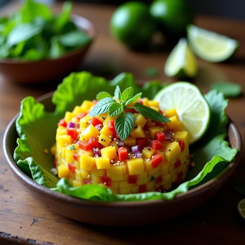 Tartar de Jackfruit y Mango con Lime y Cilantro: Receta Vegana Cruda y Exótica en 12 Minutos
