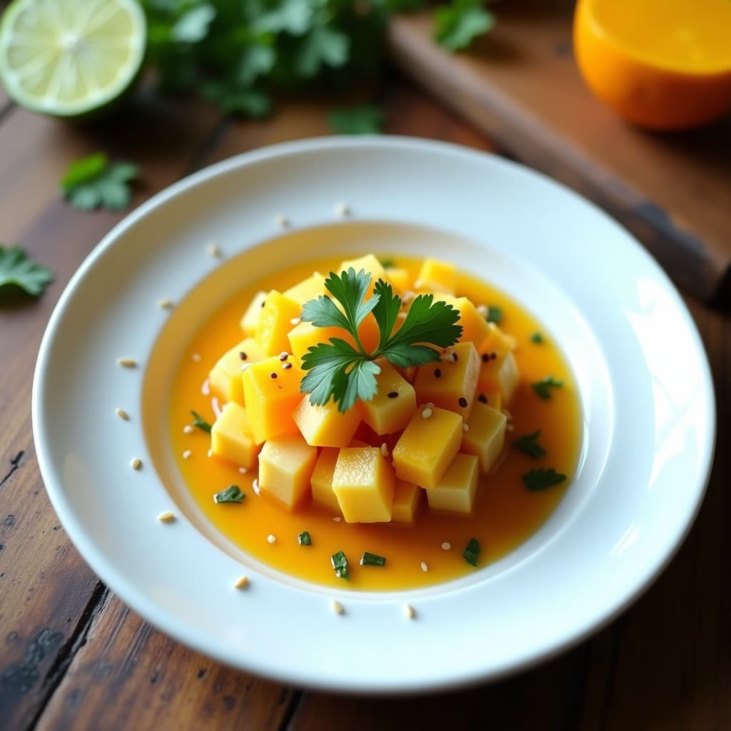Tartar de Jicama y Mango con Vinagreta de Chile Habanero: Entrante Mexicano Crudivegano