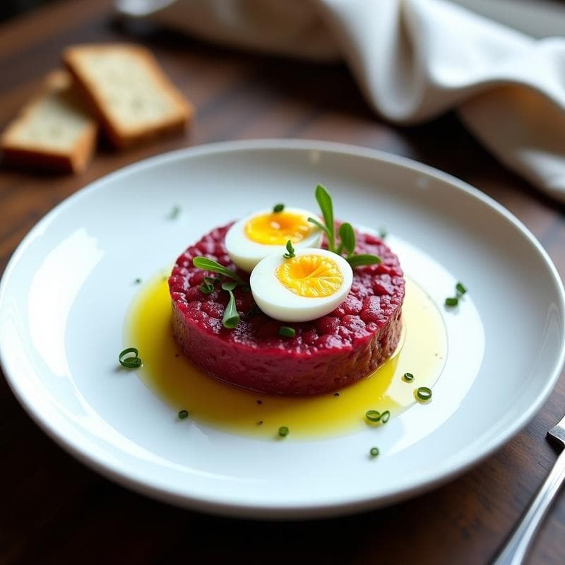 Tartar de Remolacha y Huevo de Codorniz con Infusión de Azafrán: Receta Gourmet en 10 Minutos