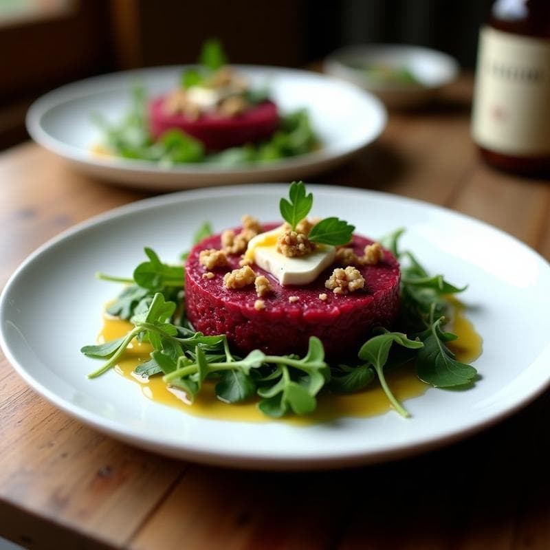 Tartar de Remolacha y Queso de Cabra con Vinagreta de Nuez: Entrante Francés Sin Gluten