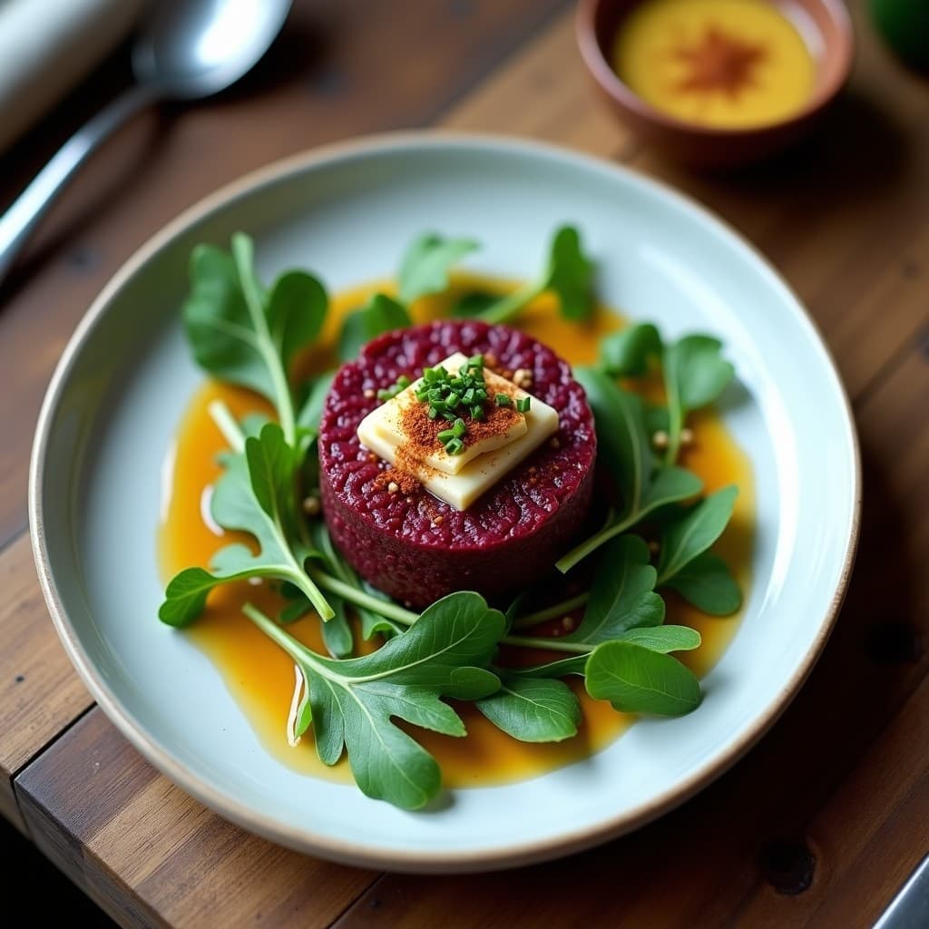 Tartar de Remolacha Asada y Queso de Cacahuete: Aperitivo Vegano con Toque Francés