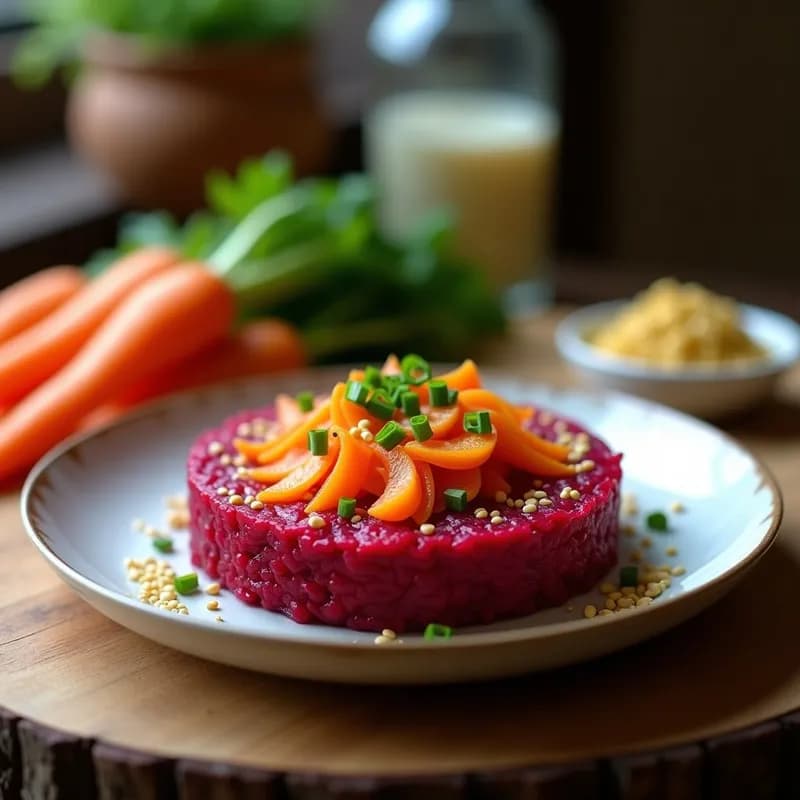 Tartar de Remolacha y Zanahoria con Jengibre: Receta Vegana Cruda y Antiinflamatoria en 15 Minutos