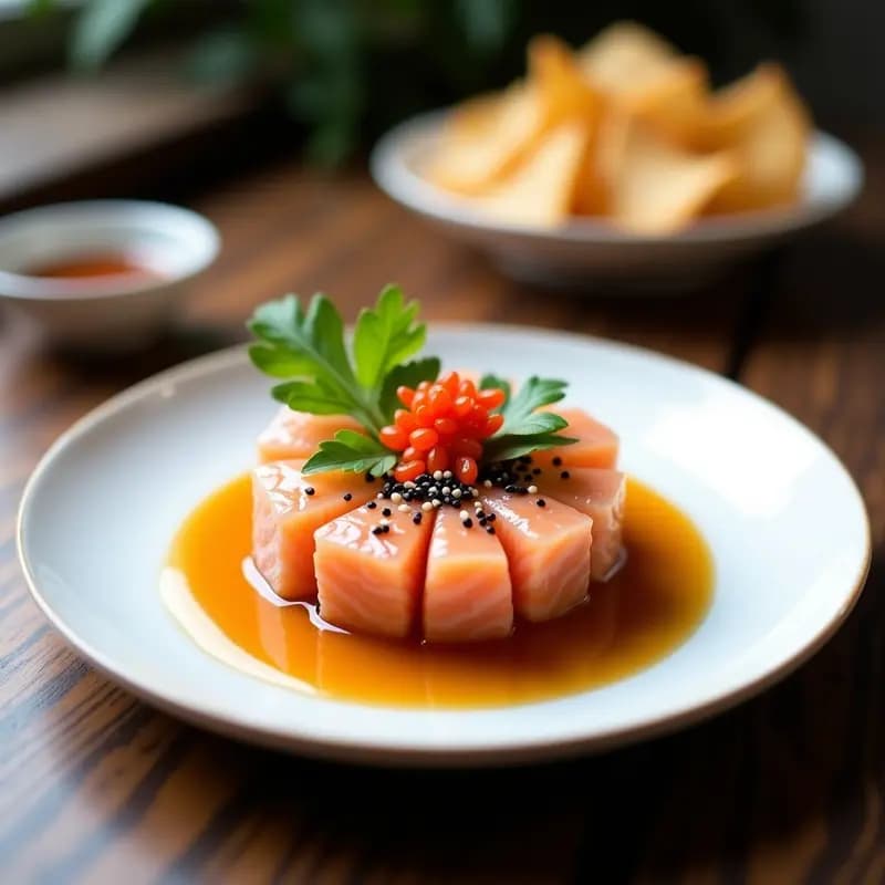 Tartar de Salmón con Salsa Agridulce de Soja y Miel: Receta Elegante en 15 Minutos
