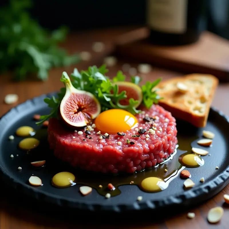 Tartar de Ternera con Higos Caramelizados y Rúcula: Receta Argentina Gourmet para Cenas Especiales