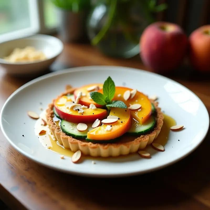 Tatín de Pepino y Melocotón con Queso de Cabra: Receta Fresca y Elegante en 30 Minutos