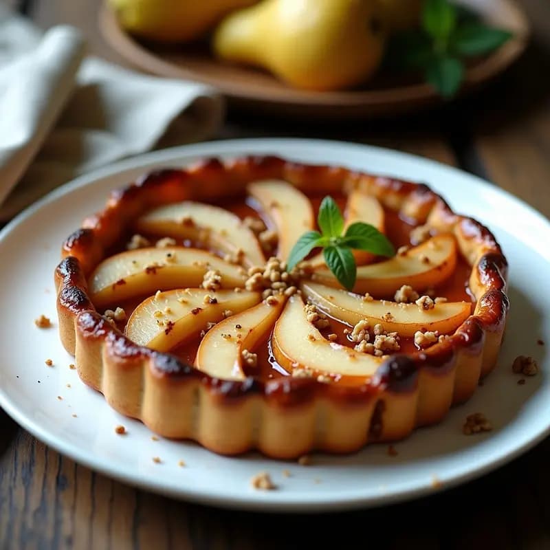 Tatin de Peras y Queso Azul: Receta Francesa sin Azúcar con Endulzante de Eritritritol