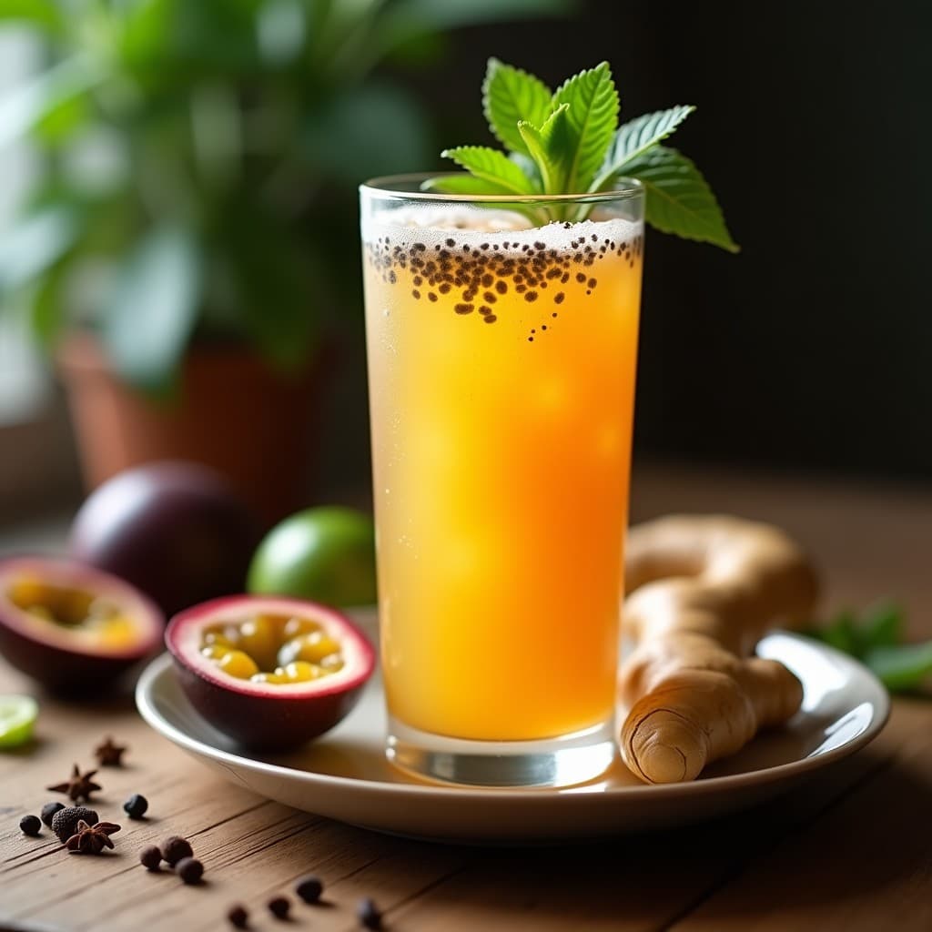 Té Glaseado de Maracuyá y Jengibre con hierarchical Clove: Bebida Colombiana Antioxidante