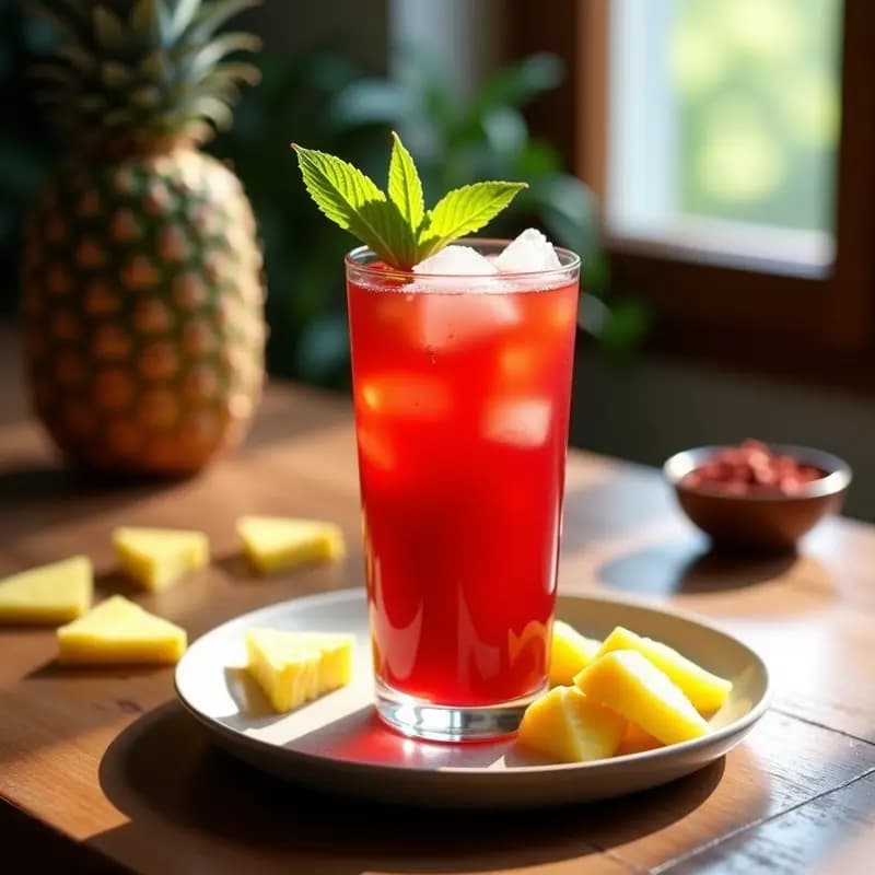 Té Helado de Flor de Jamaica y Piña con Jengibre: Bebida detox Mexicana