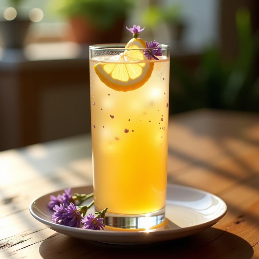 Té Helado de Lavanda y Miel con Burbujas de Limón: Bebida Relajante Sin Alcohol