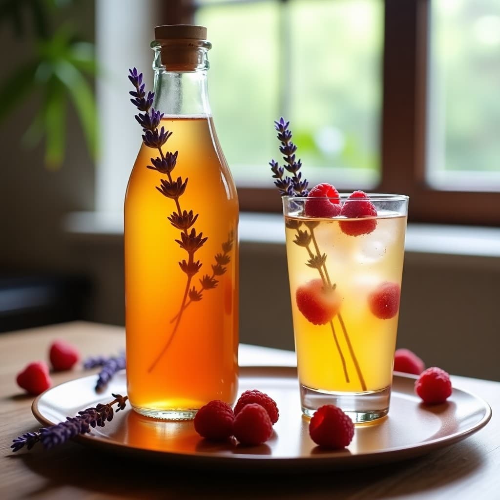 Té de Kombucha con Infusión de Lavanda y Frambuesas: Bebida Probiótica y Relajante
