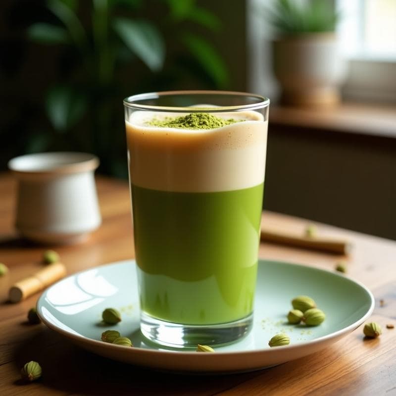 Té Matcha con Leche de Avellanas y Especias de Cardamomo: Bebida Energética Vegana