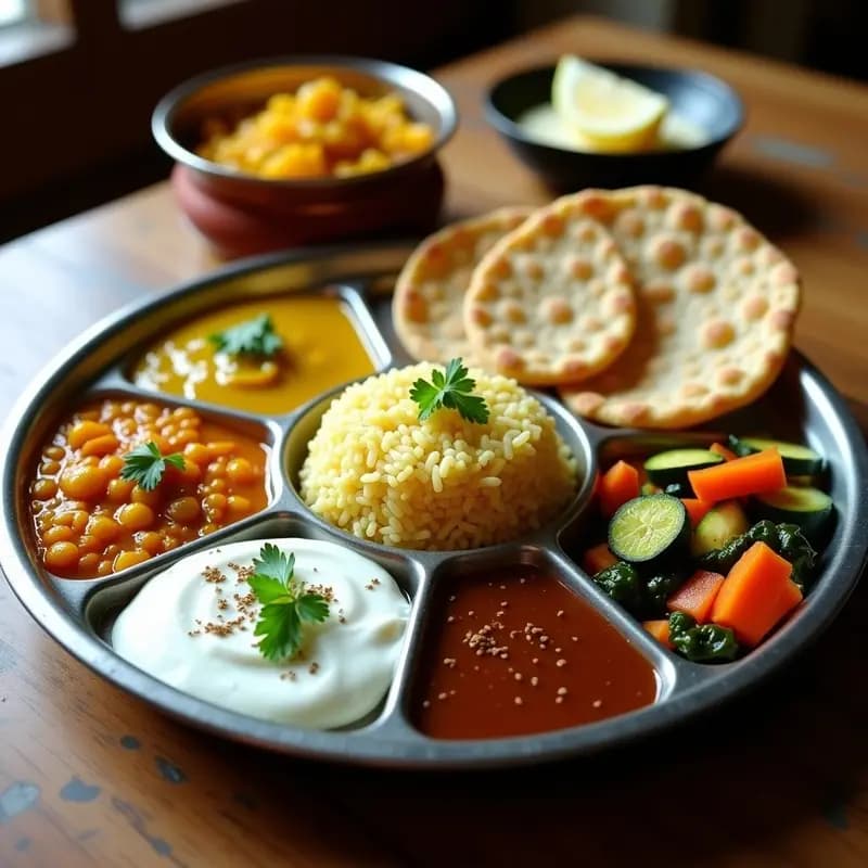 Thali Vegetariano con 6 Sabores de la India: Receta Completa en 45 Minutos