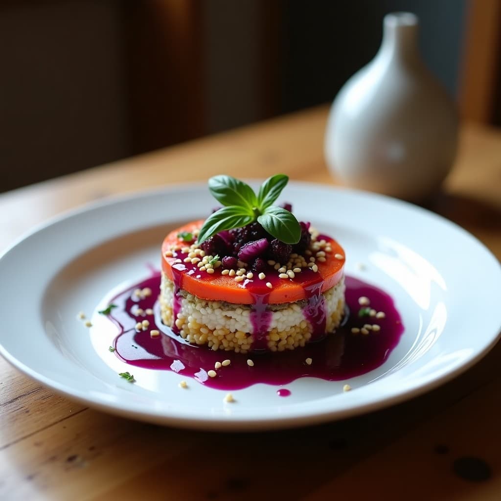 Timbal de Quinoa y Pesto de Albahaca Morada: Receta Peruana Vegana en 20 Minutos