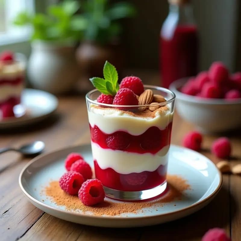 Tiramisú de Frambuesas y Mascarpone: Postre Italo Francés Sin Horno y Sin Azúcar
