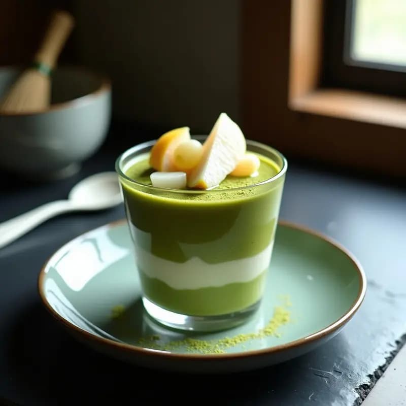 Tiramisú de Matcha y Frutos Blancos: Postre Japonés Vegano y Sin Lácteos
