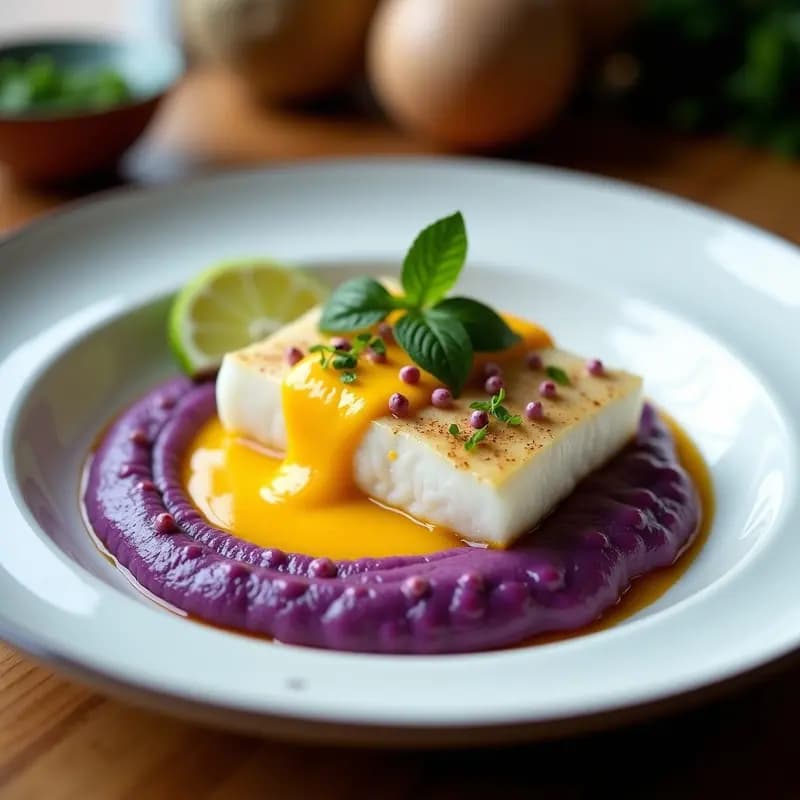 Titre de Pescado Peruano con Salsa de Ají Amarillo y Puré de Camote: Receta Gourmet en 40 Minutos