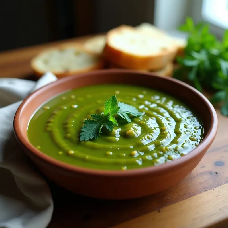 Tkemali Georgiano de Ciruelas Verdes y Hierbas: Salsa Ácida para Carnes y Quesos