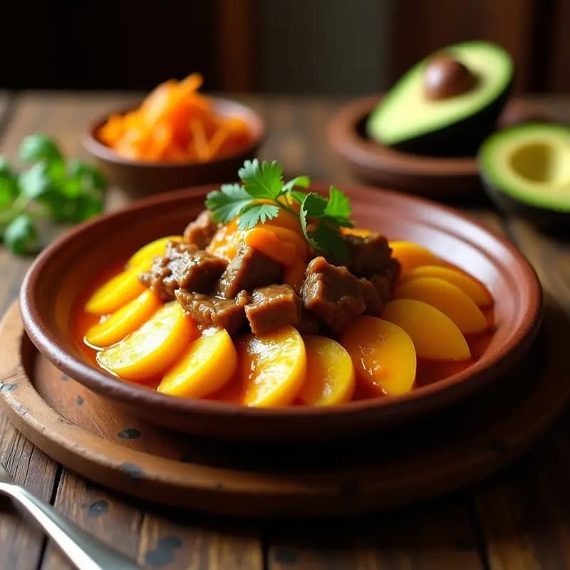 Tónaká de Yuca y Carne de Res con Salsa de Mango Habanero: Plato Tradicional Colombiano