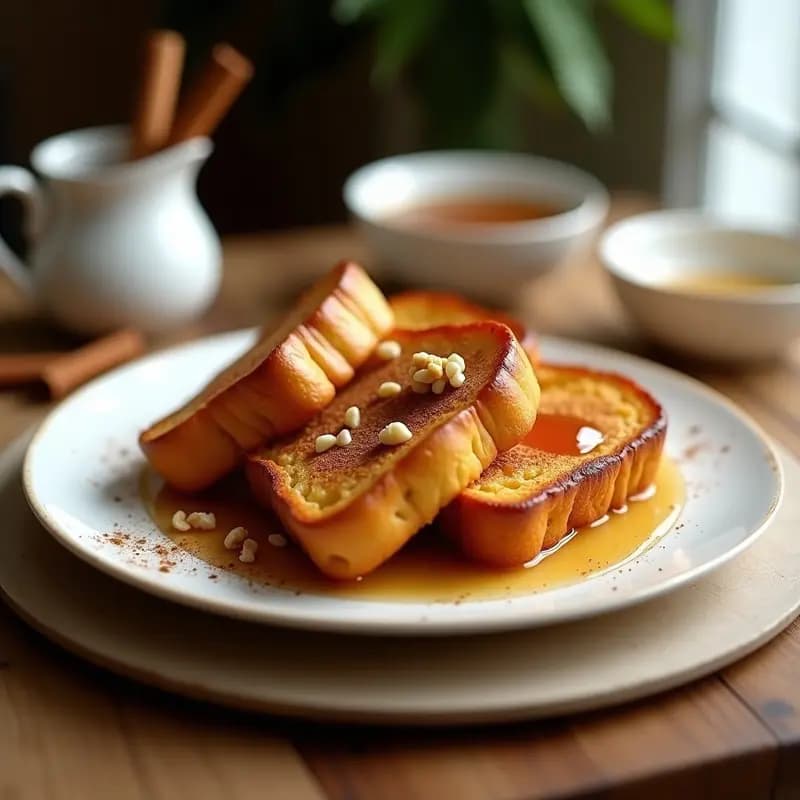 Torrijas de Pan Brioche con Sirope de Arce y Canela: Postre Francés Gourmet en Airfryer
